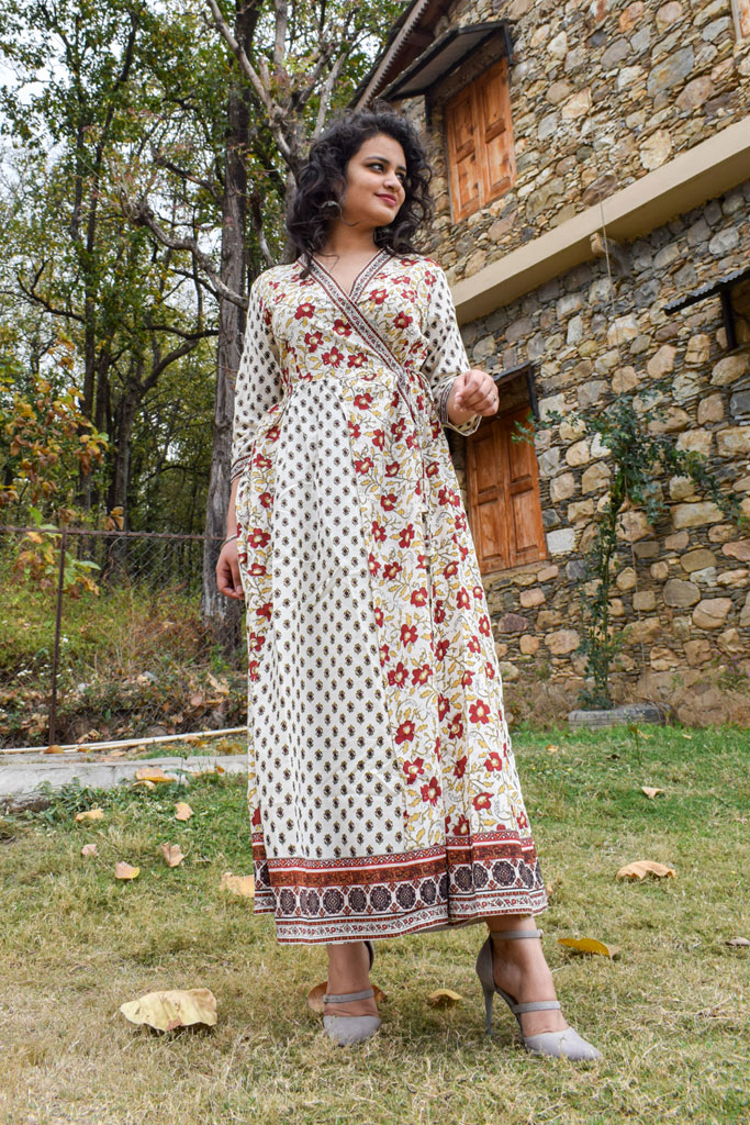 Printed Angrakha A-Line Kurta