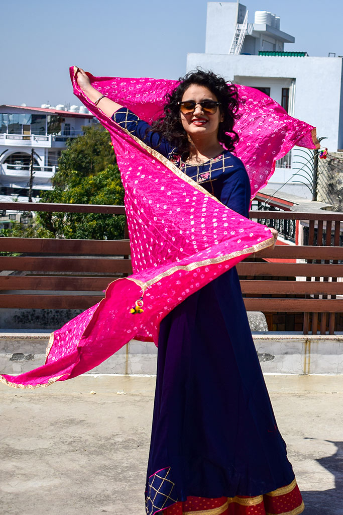 Royal Blue Kurta With Dupatta - Image 3