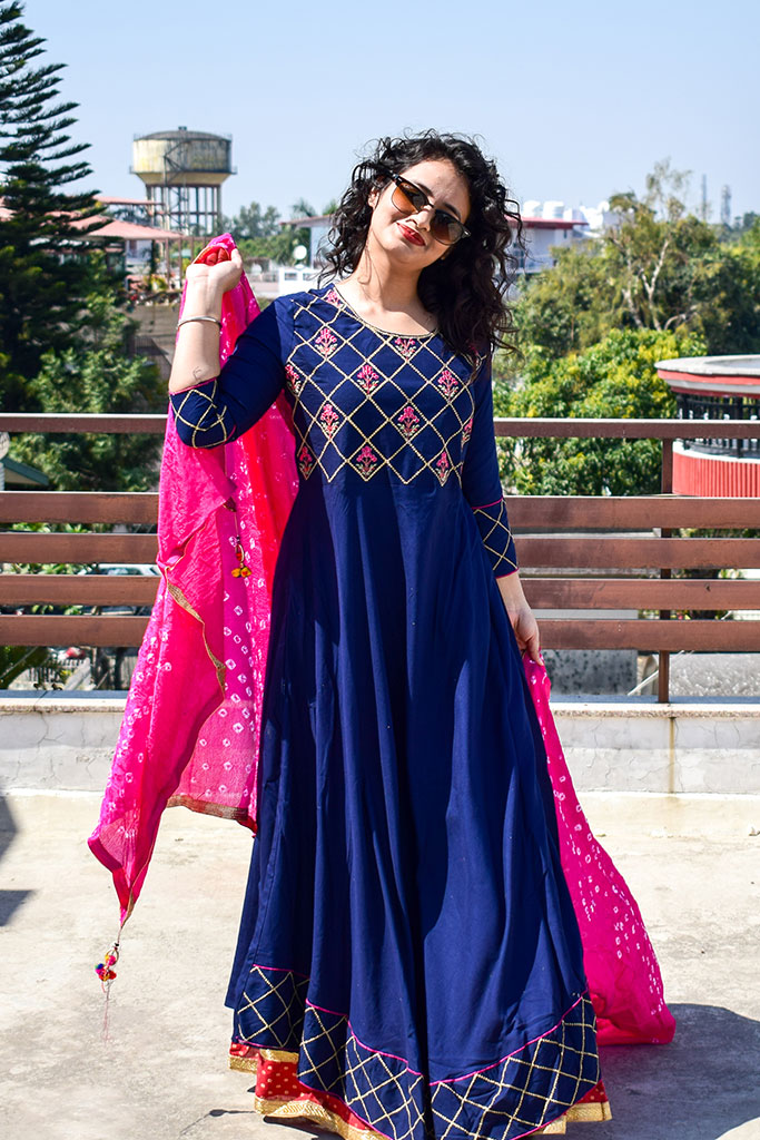 Royal Blue Kurta With Dupatta